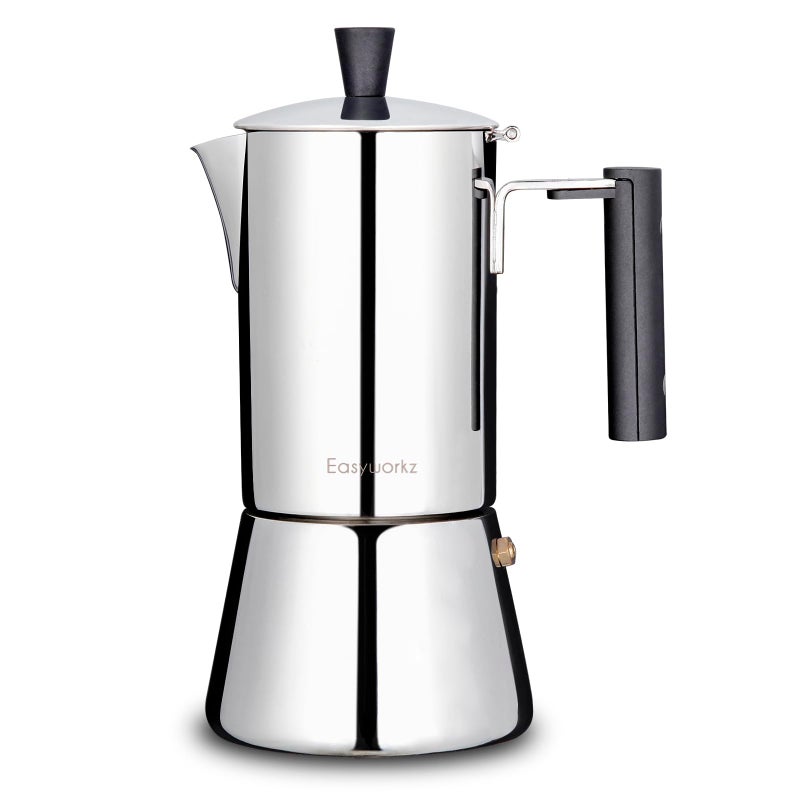 Easyworkz Pedro Stovetop Espresso Maker 4Cup 200ml Stainless Steel Italian Coffee Machine Maker Moka Pot Induction Espresso Pot - Image 1
